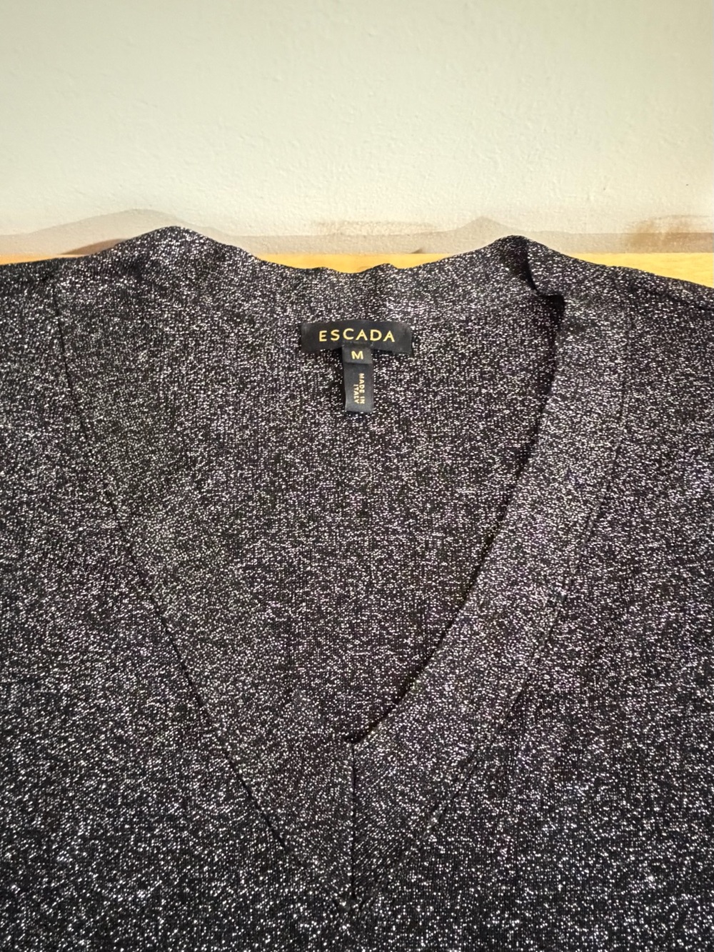 Women’s ESCADA black and silver metallic V-neck Sweater - Picture 3 of 3